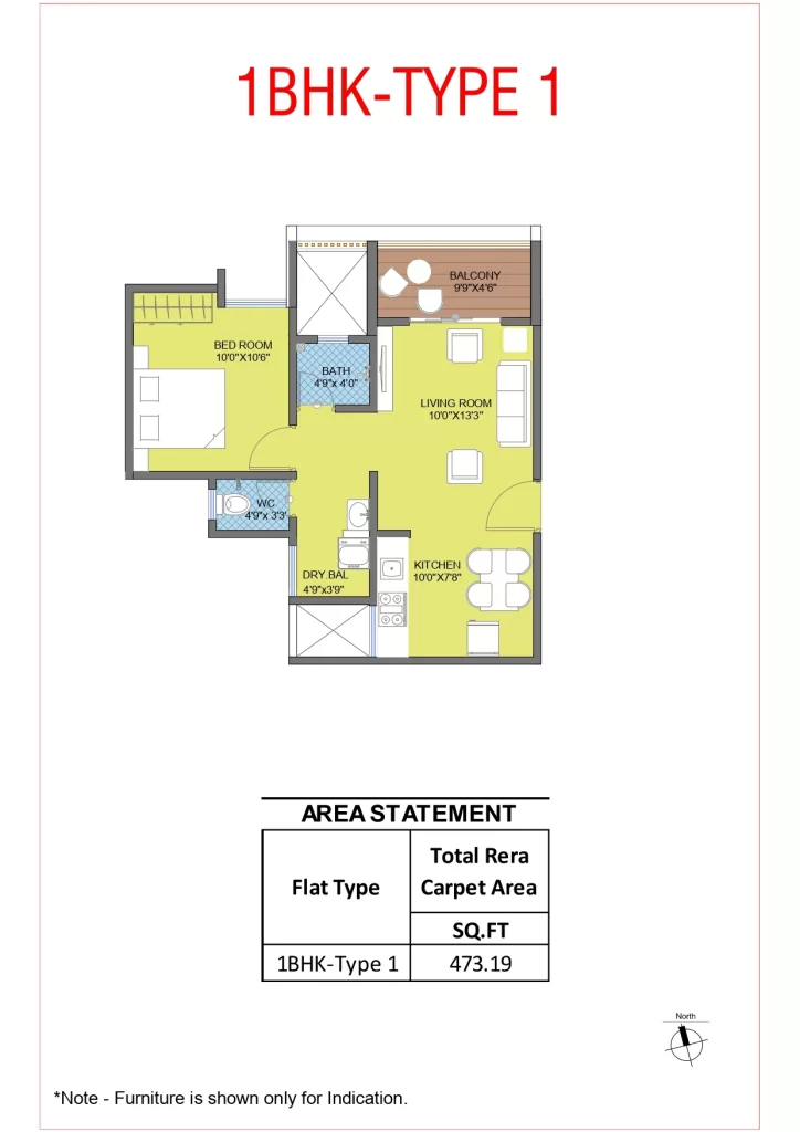 1 BHK Type 1
