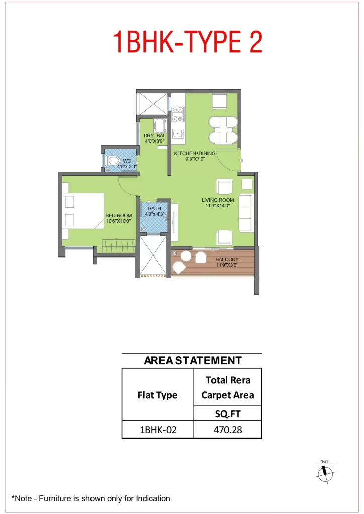 1 BHK Type 2