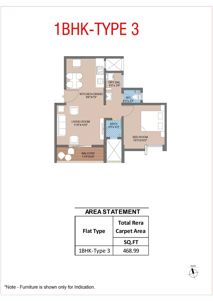 1 BHK Type 3
