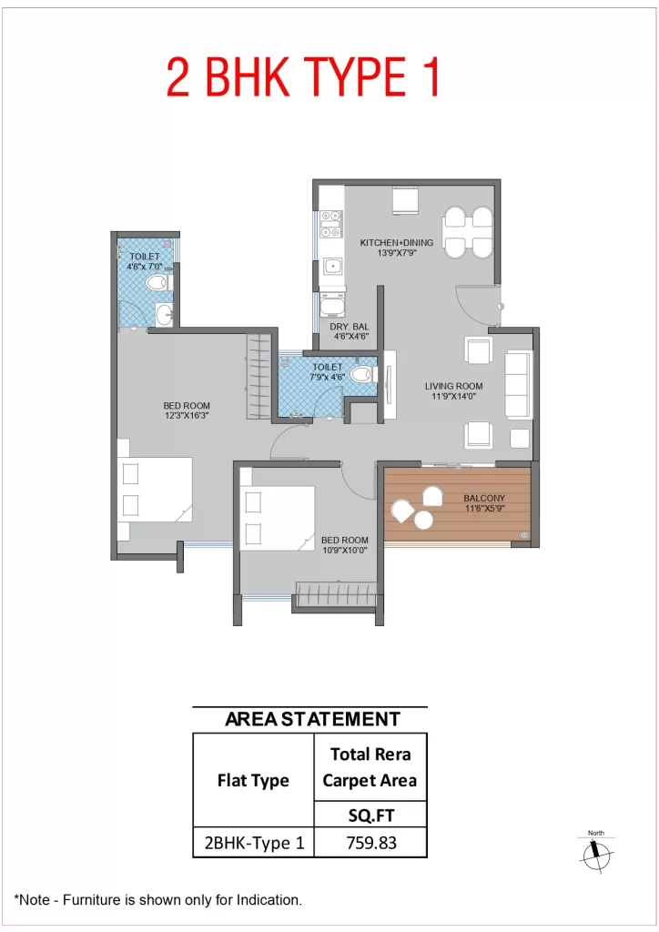 2 BHK Type 1